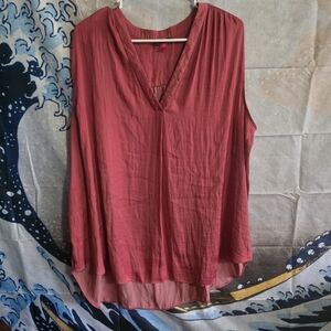 Vince Camuto Sleeveless V-Neck Blouse - Deep Pink